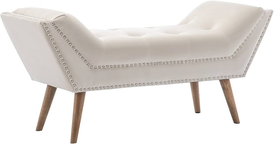 chairus Upholstered Bedroom Bench with Armrest, Velvet Fabric Vanity Bench with Tufted Button & N... | Amazon (US)