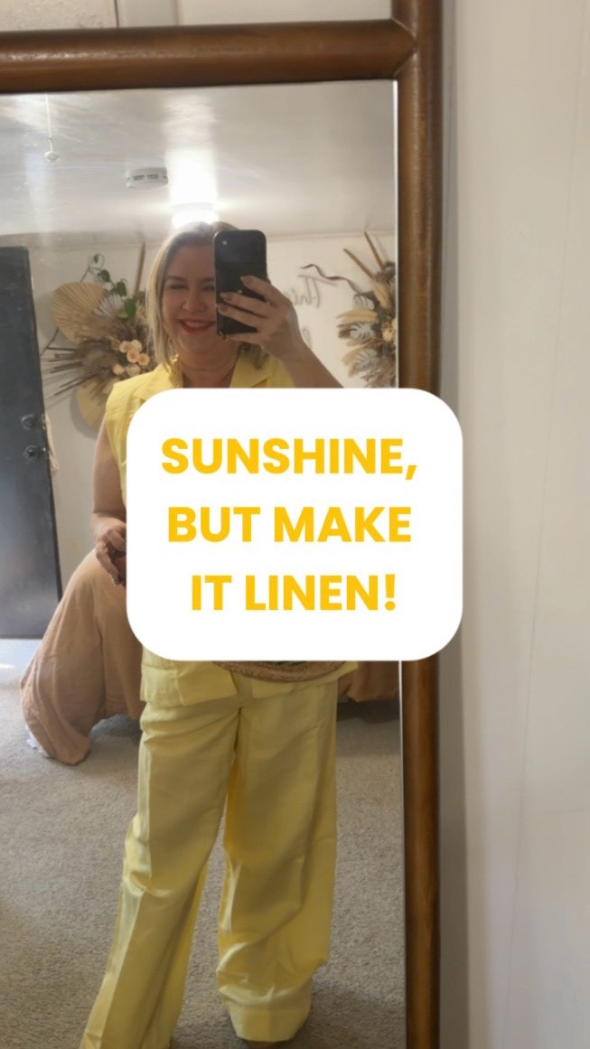 This is your reminder that summer outfits do not have to be tight or synthetic to look tailored.

A structured linen vest + wide leg pants instantly feels polished, but still airy enough for real heat. I love a matching set because you can wear it together for a statement look or break it up and style each piece separately.

Fit tip, this brand runs small. I’m just over five feet tall in a large and I’ll be hemming the pants as usual. Petite sustainable options are limited, so tailoring is my secret weapon.

Invest in breathable pieces you can rewear a hundred ways. That’s the goal.

#LTKStyle #LTKSummer #LinenSet #SustainableWardrobe #NaturalFiberFashion

#LTKspring #LTKTravel #LTKSeasonal