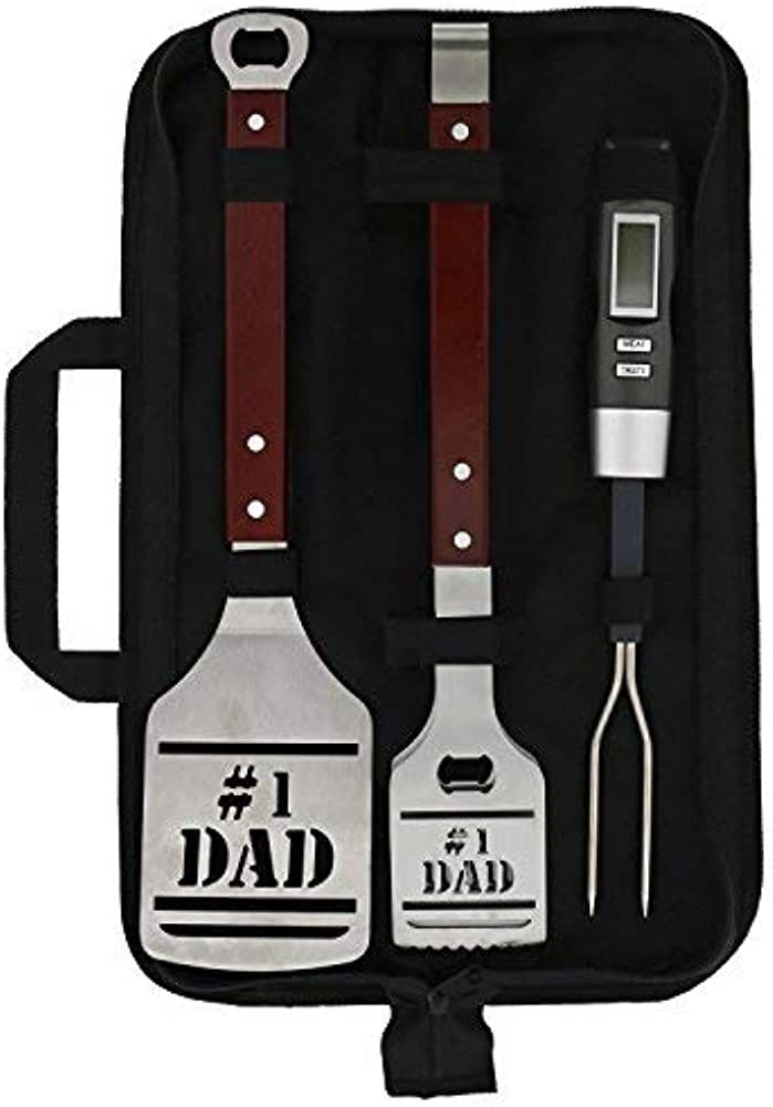 Panoware BBQ Grill Tools Set Gift for Dad, 4 Piece Set, Number 1 Dad Tongs, Spatula, Digital Thermom | Amazon (US)