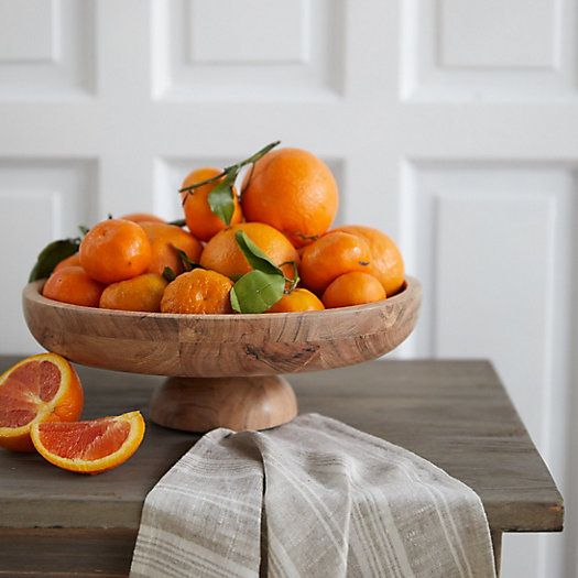 Acacia Wood Footed Serving Bowl | Terrain