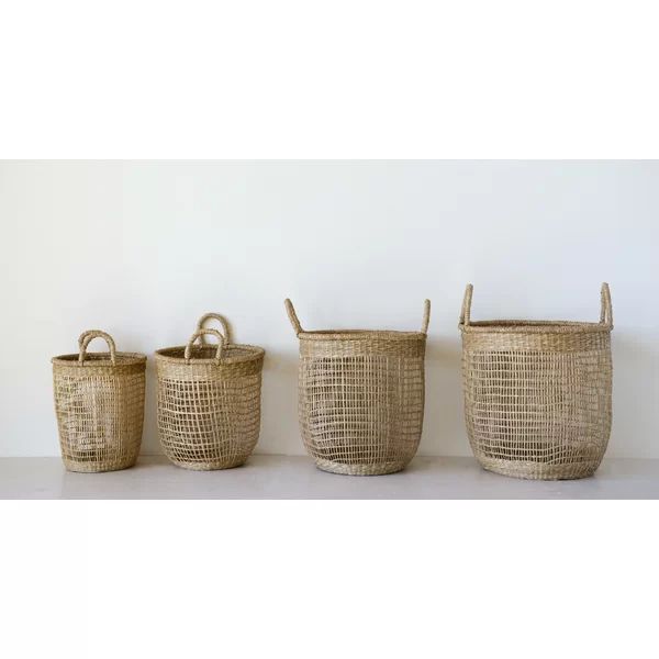 Round Wicker 4 Piece Basket Set with Handles | Wayfair North America