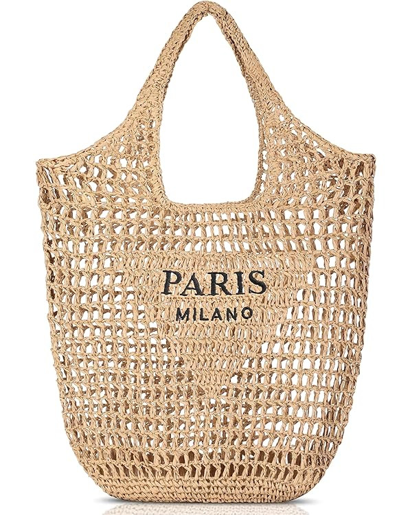 Pleneal Straw Beach Bags for Women - Women Beach Tote Bag, Summer Mesh Hollow Shoulder Tote for H... | Amazon (US)