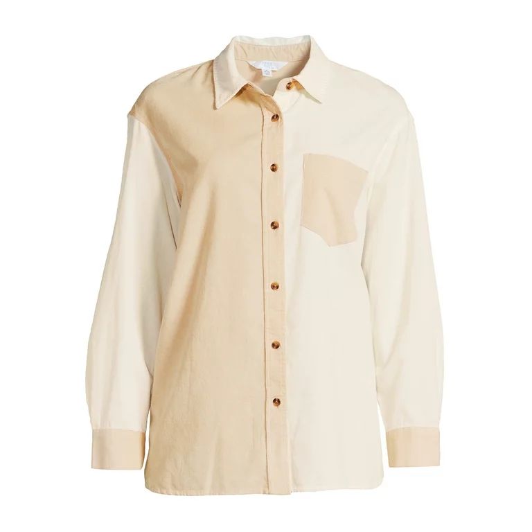 Time and Tru Women's Button Down Shirt with Long Sleeves, Sizes XS-XXXL - Walmart.com | Walmart (US)