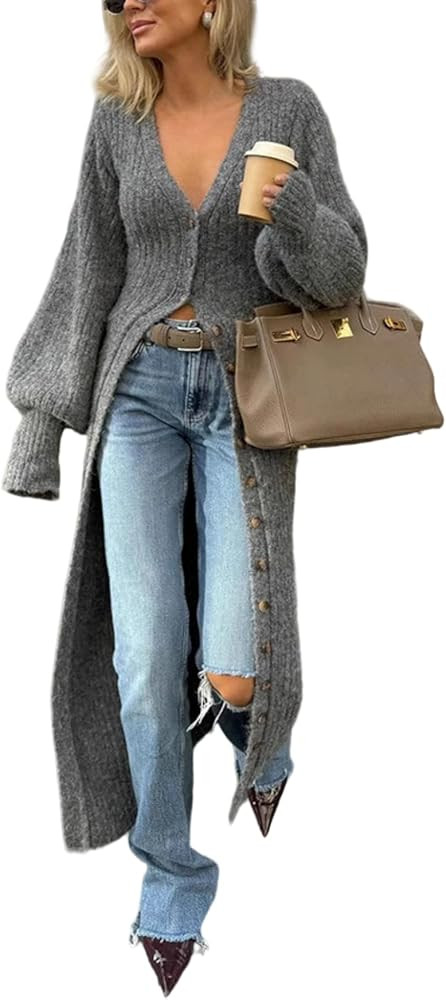 Unybwonn Long Cardigans for Women Chunky Cable Knit Duster Sweater Cover up Maxi Dress Long Sleev... | Amazon (US)