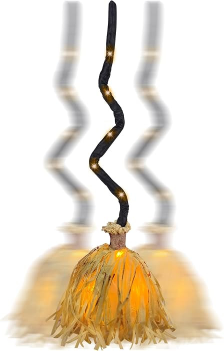DR.DUDU 35" Animated Witches Broom Halloween Decor Magic Witch Broomstick | Amazon (US)