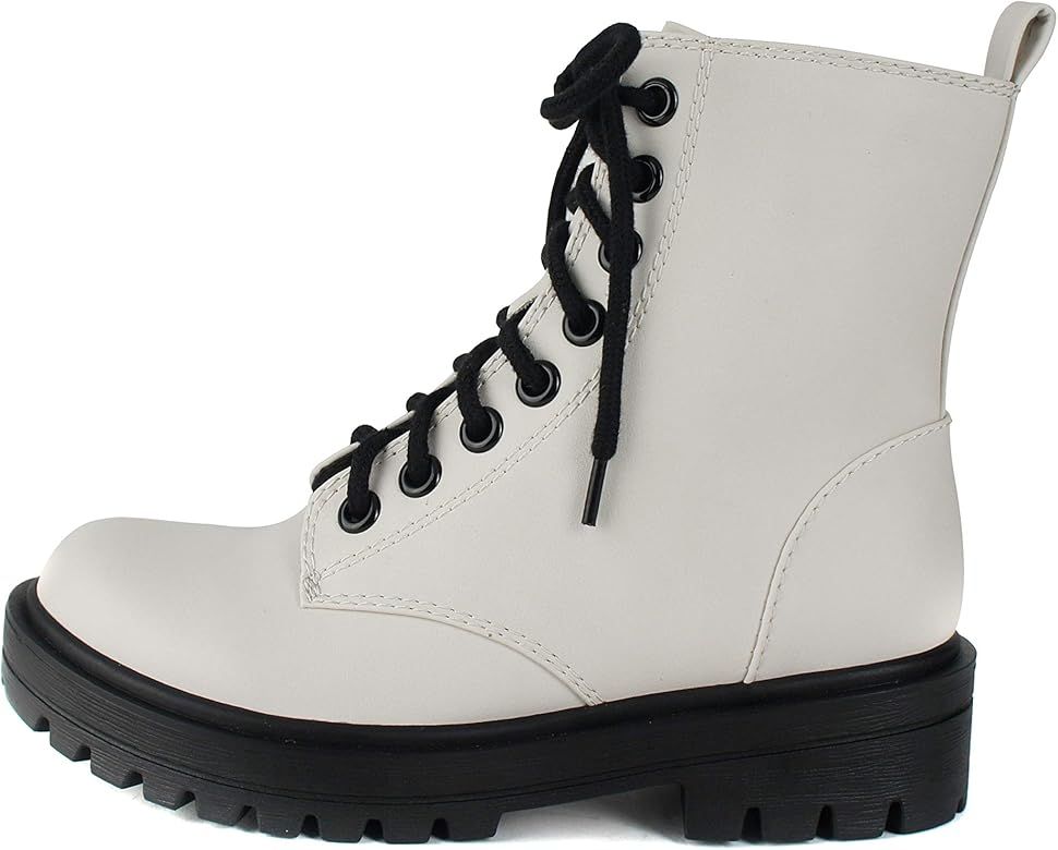 Soda FIRM - Lug Sole Combat Ankle Bootie Lace up w/Side Zipper | Amazon (US)