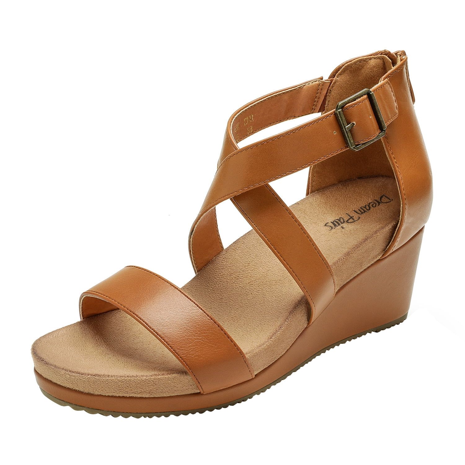 DREAM PAIRS Women Wedge Sandals Fashion Ankle Strap Sandals Shoes Open Toe Platform Back Zipper D... | Walmart (US)