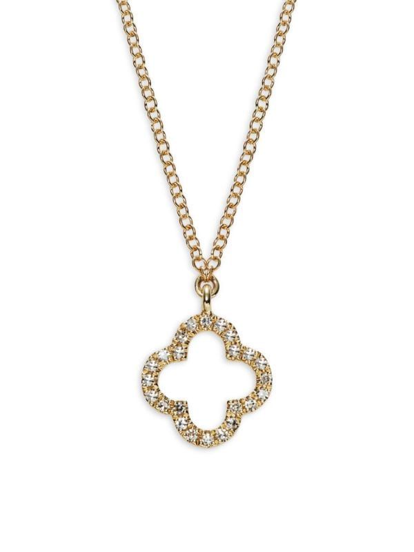 14K Yellow Gold & Diamond Clover Pendant Necklace | Saks Fifth Avenue OFF 5TH