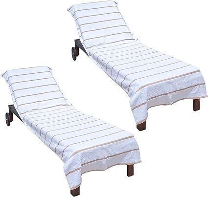 Arkwright Las Rayas Chaise Lounge Cover - (Pack of 2) 100% Cotton Terry Towel Pool Chair Covers f... | Amazon (US)