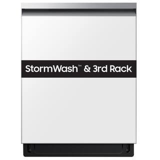 Bespoke 24 in. Built-In Tall Tub Smart Dishwasher in White Glass with StormWash and AutoRelease Door, 46 dBA | The Home Depot
