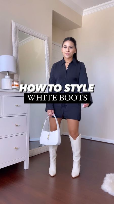 How to style white boots 
Silk dress: xs petite 
White boots: 6.5 
White bag 

#LTKunder100 #LTKSeasonal #LTKstyletip