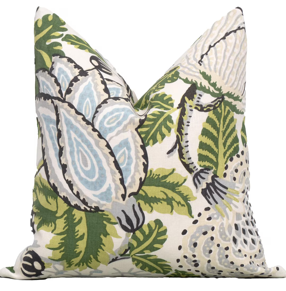 Thibaut Mitford Green and White Decorative Pillow Cover 18x18, 20x20, 22x22, Euro Shams, Lumbar S... | Etsy (US)