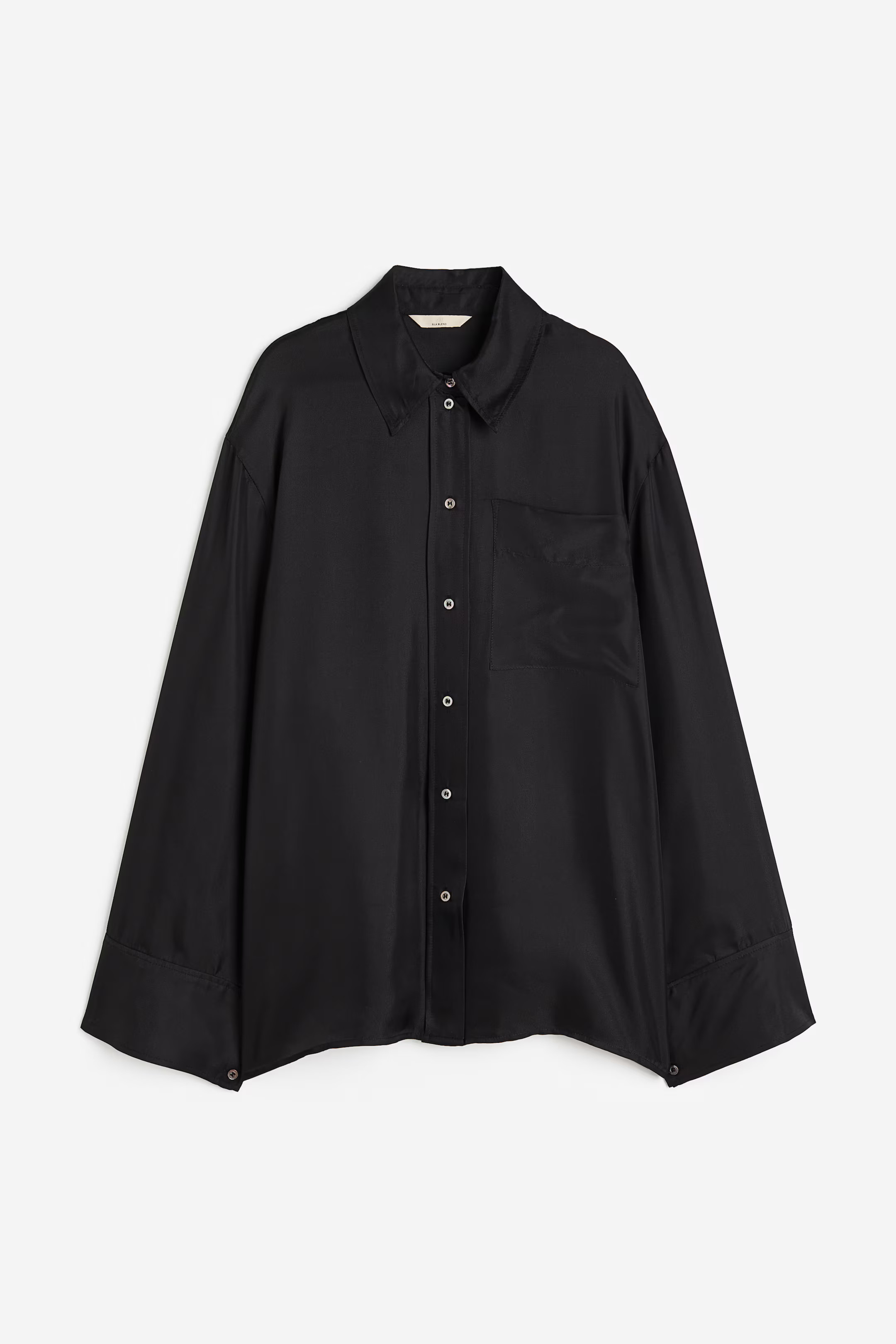 Silk-blend Twill Shirt - Black - Ladies | H&M US | H&M (US + CA)