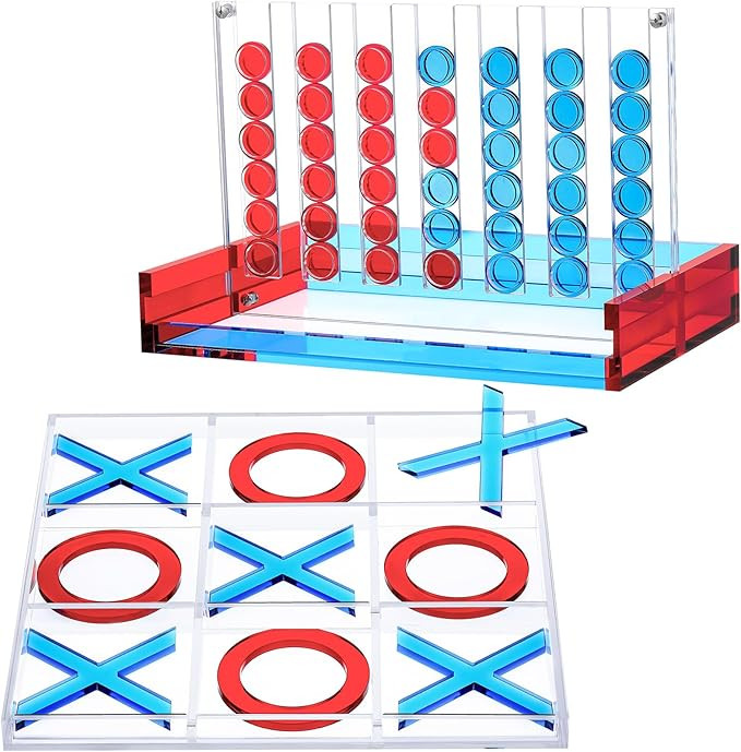 Set of 2 Acrylic Tic Tac Toe and 4 in a Row Game Classic Board Outdoor Games for Adults and Famil... | Amazon (US)
