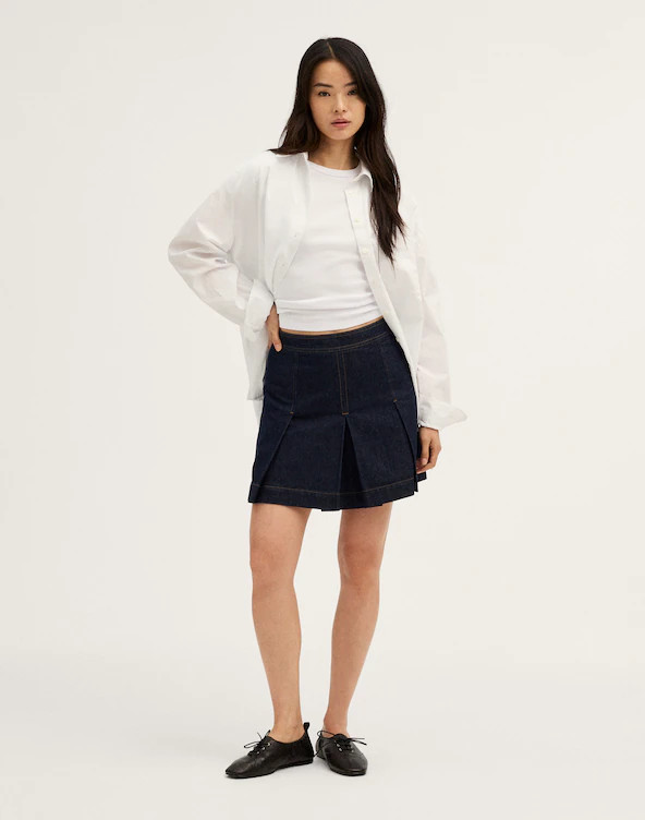 Denim Pleated Mini Skirt | Madewell