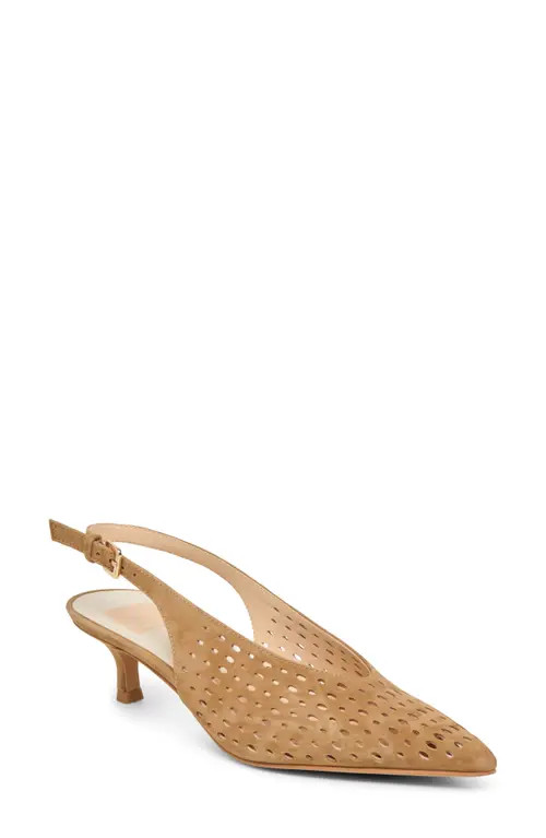 Dolce Vita Alenna Perf Slingback Pointed Toe Kitten Heel Pump in Light Brown Suede at Nordstrom, Size 8.5 | Nordstrom