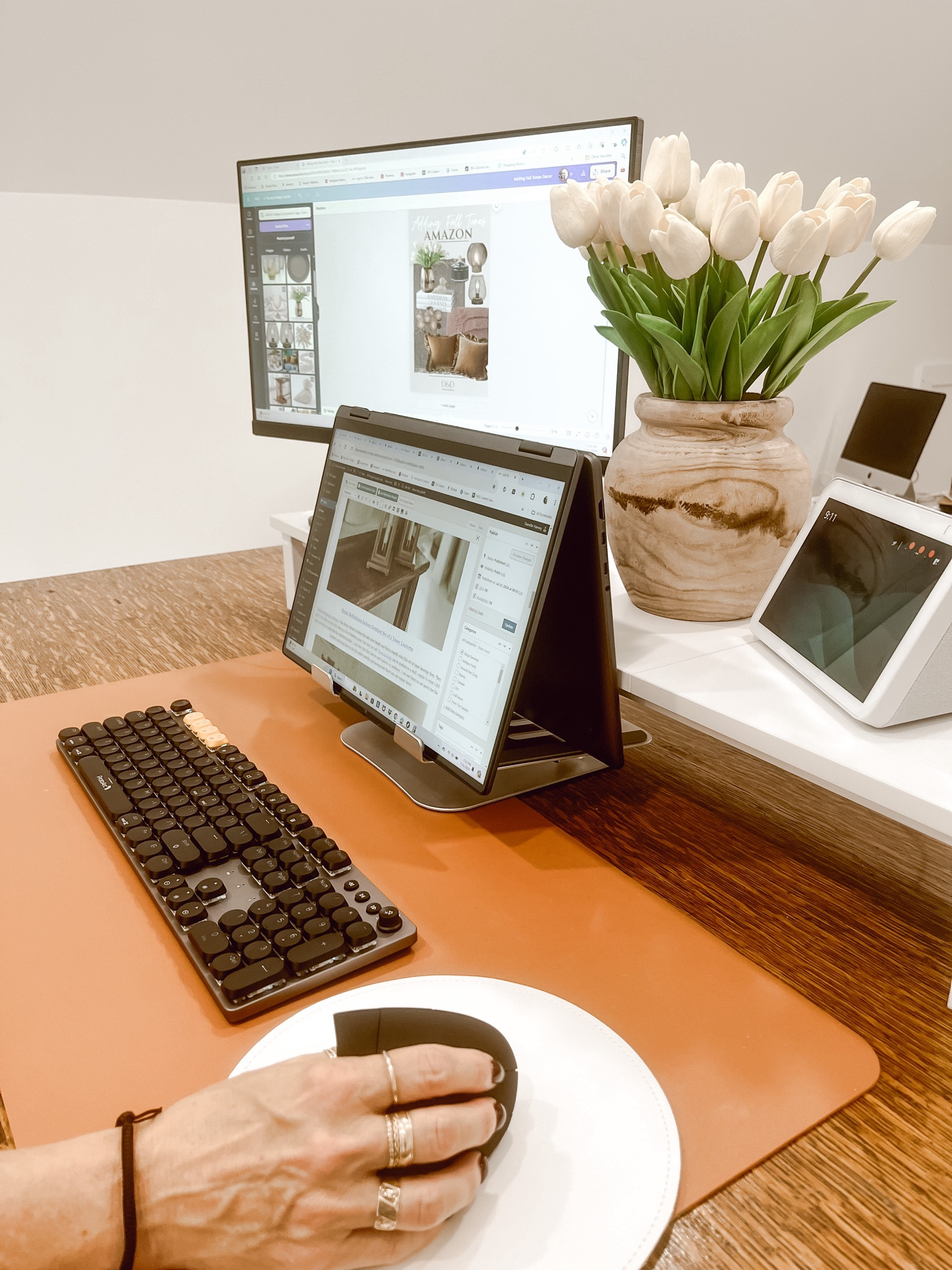 If you are looking for college essentials, office upgrades, or items for your home office, here are some great tech options from Amazon. This Lenovo 2-in-1 touchscreen laptop also flips around to act as a tablet. The Echo Show allows for easy access to music, calendar, and acts as a photo slide show. I especially like this creamy mechanical keyboard that can be used to type on two different devices with just three click or a button. 

#LTKHome #LTKOver40 #LTKBacktoSchool