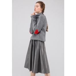 Heart and Soul Patched Knit Sweater in Grey | Chicwish