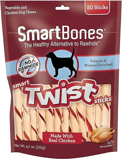 SmartBones Smart Twist Sticks, Rawhide Free Dog Chew Sticks, Made With Real Chicken, 50 Sticks , ... | Amazon (US)