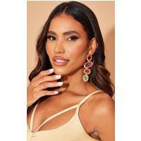 Orange & Pink Jewelled Statement Earrings | PrettyLittleThing UK