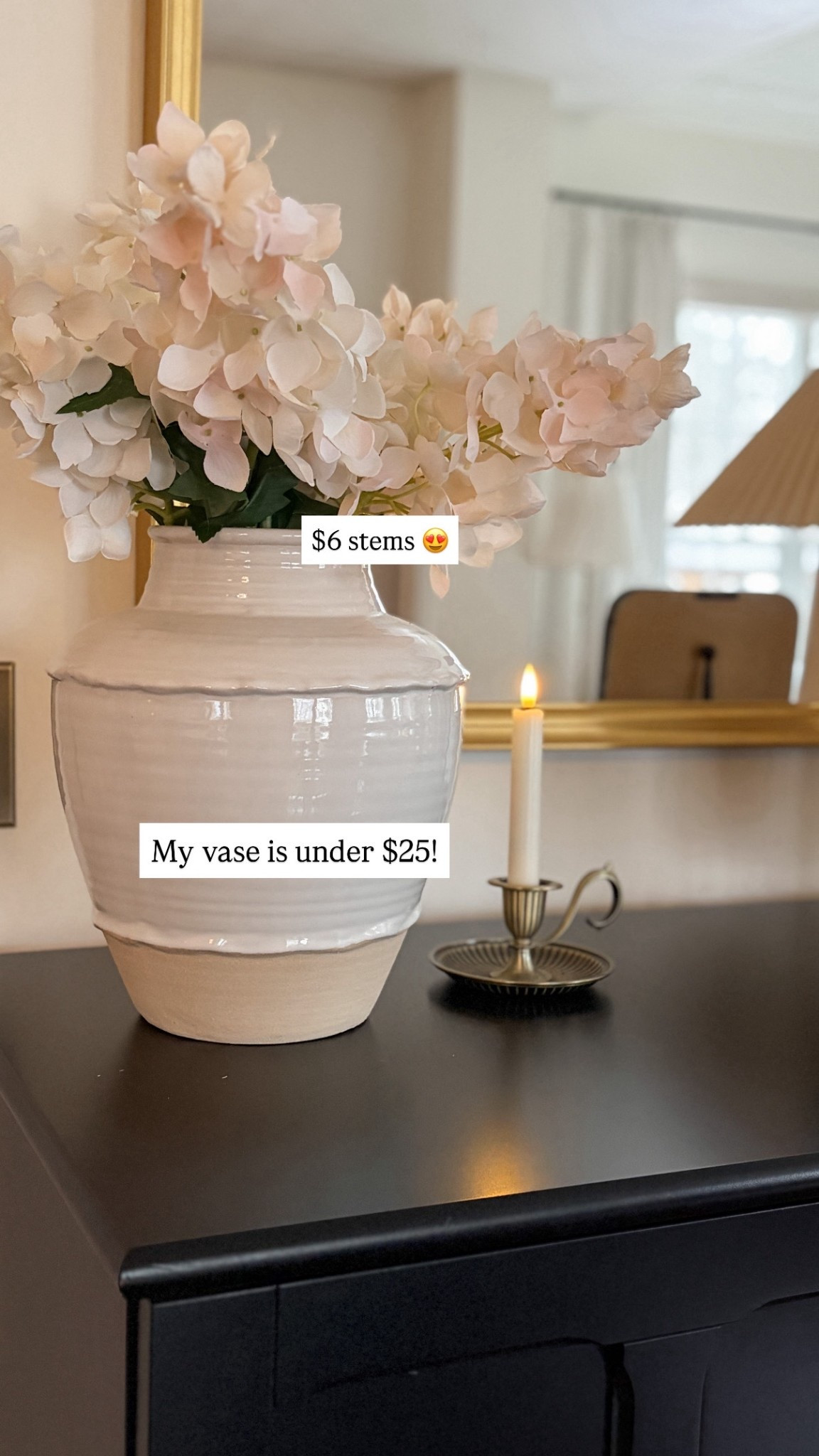 My new and favorite vase is on sale for $23!! Such a great price for this large vase. Love these faux hydrangea stems from Target too. Spring decor, faux spring stems 

 

#LTKHome #LTKSaleAlert #LTKFindsUnder50