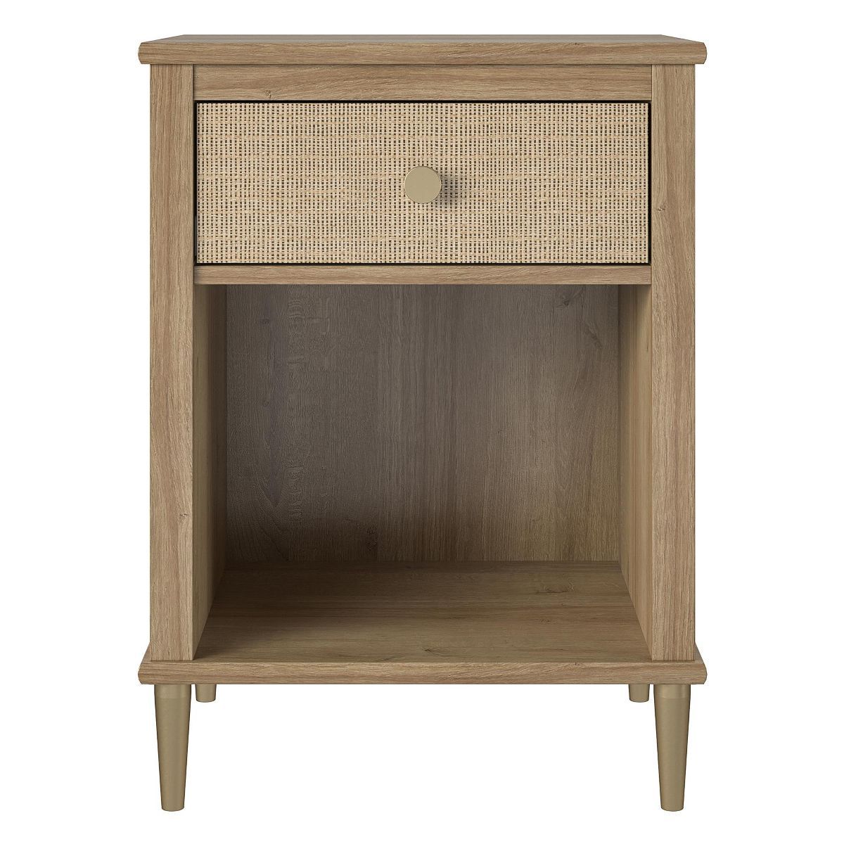 Shiloh Nightstand with Drawer and Lower Shelf, Natural and Rattan | Target