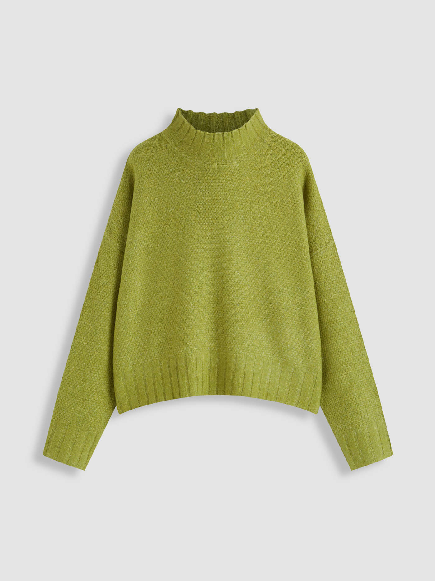 Knit High Neck Solid Long Sleeve Sweater | Cider