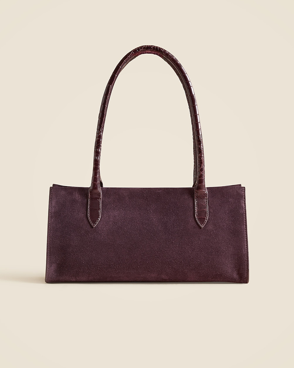 Berkeley structured shoulder bag in suede and croc-embossed leather | J. Crew US