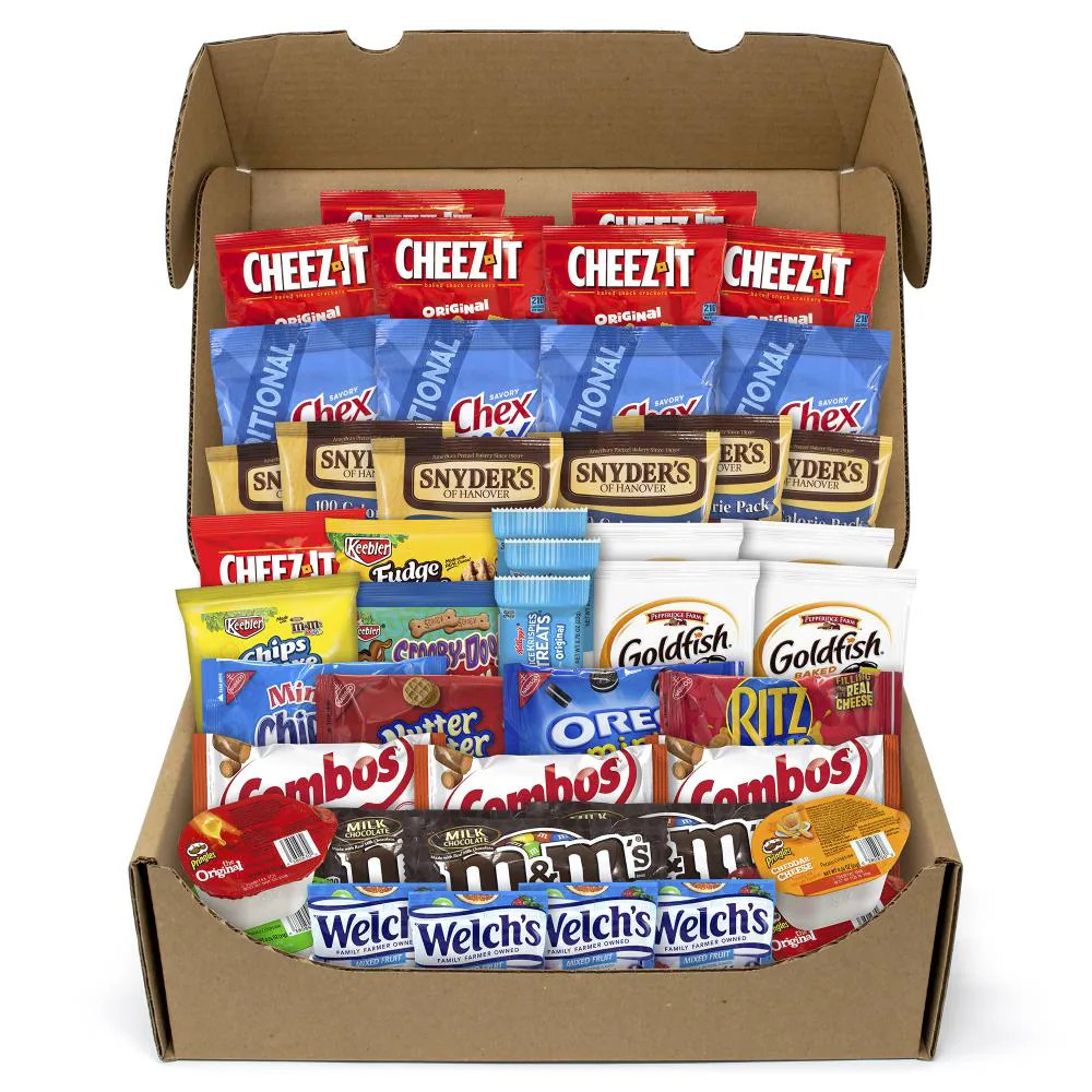 Snack Box Pros Party Snack Box - Assorted Snack Mix with Welch's Fruit Snacks, M&M Candies, Goldfish Crackers, and More - 45 Handpicked Snacks | Lowe's