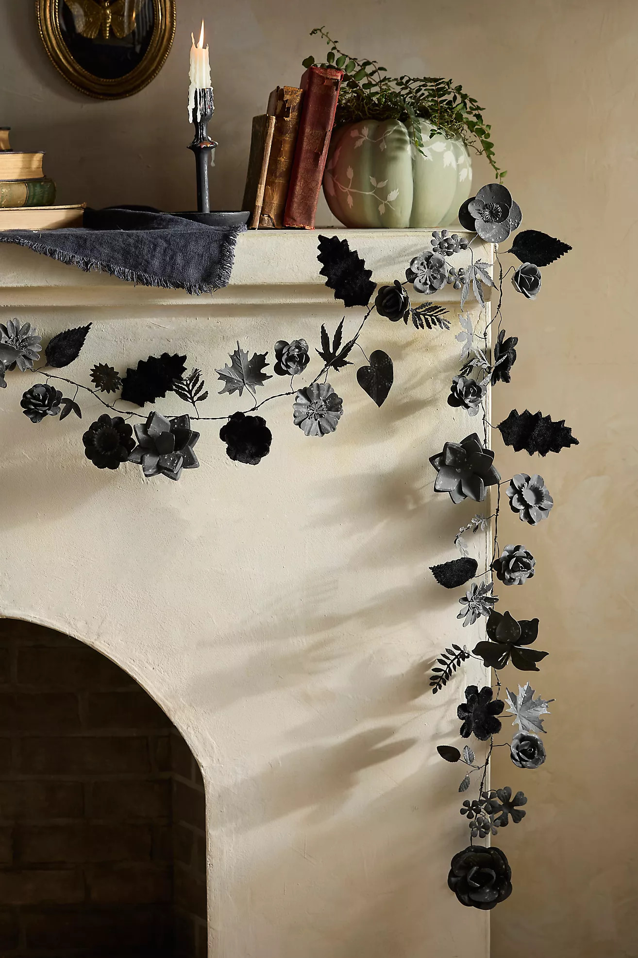 Black Velvet + Iron Floral Garland | Anthropologie (US)