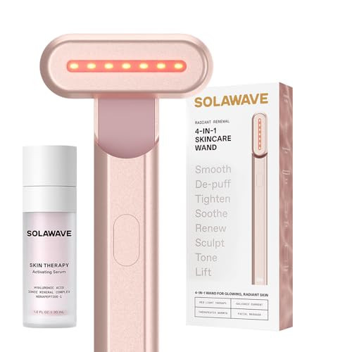 Solawave 4-in-1 Red Light Therapy Wand + Activating Serum | LED Skincare Device for Face & Neck | Facial Tool with Galvanic Current, Massage & Therapeutic Warmth | Reduces Appearance of Fine Lines | Amazon (US)