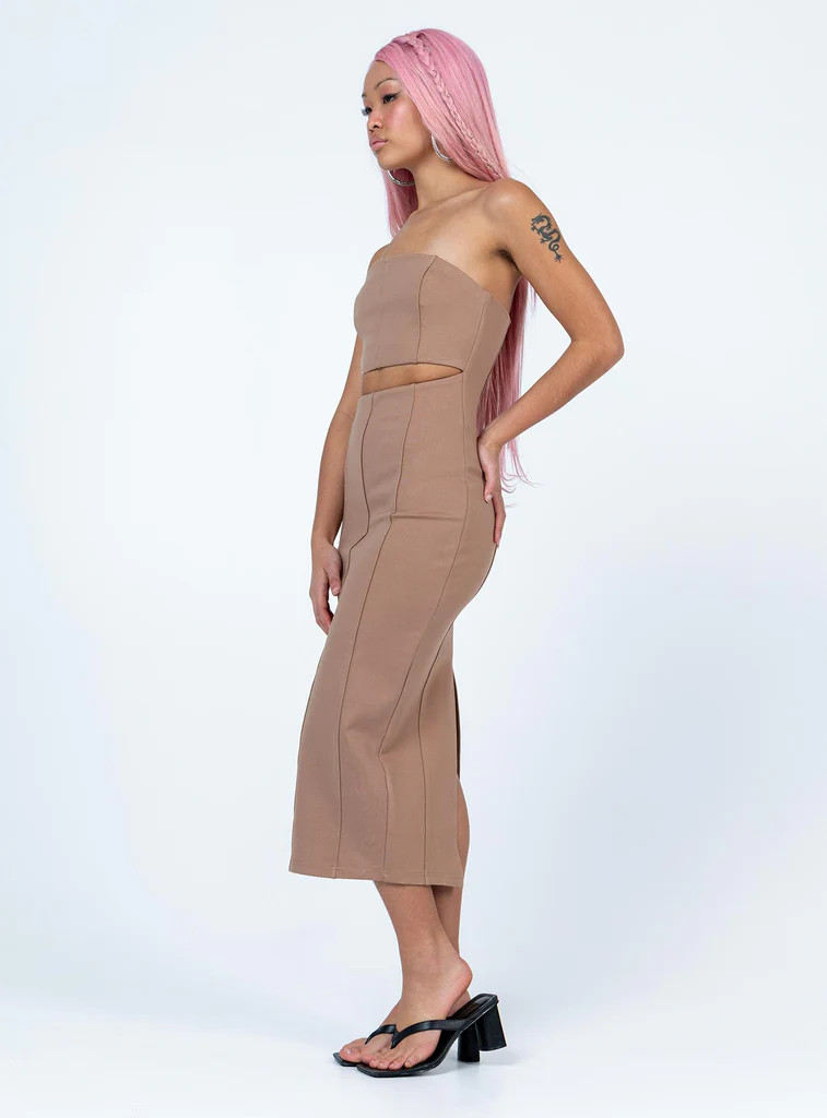 Archy Midi Dress Beige | Princess Polly US