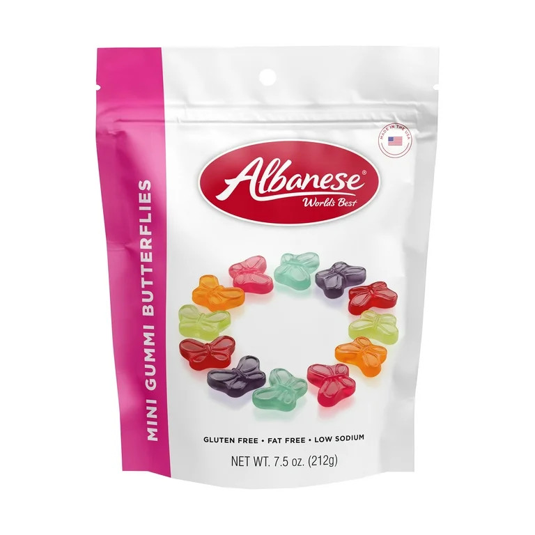 Albanese World's Best Assorted Flavor Mini Gummi Butterflies, 7.5 oz Regular Size | Walmart (US)
