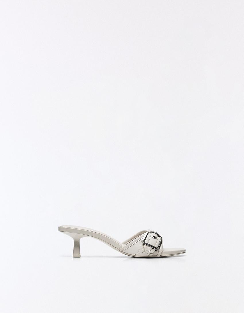Heeled mules with buckle - Women | Bershka UK