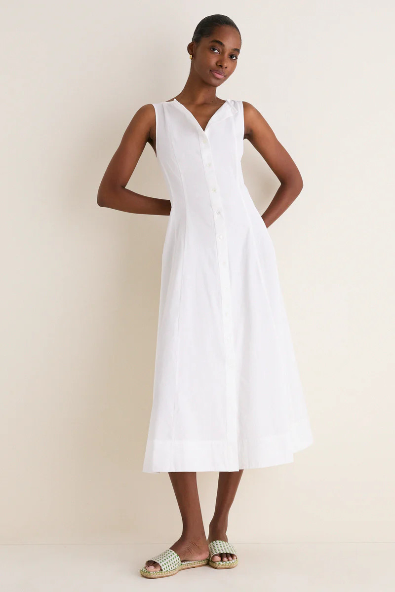 White Cotton Boat Neck Dress | Tuckernuck (US)