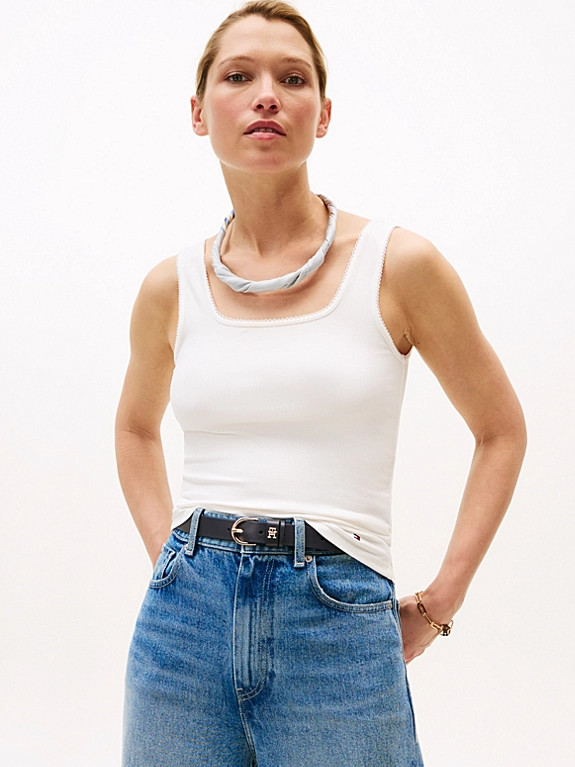 Ribbed Square Neck Slim Tank Top | Tommy Hilfiger UK
