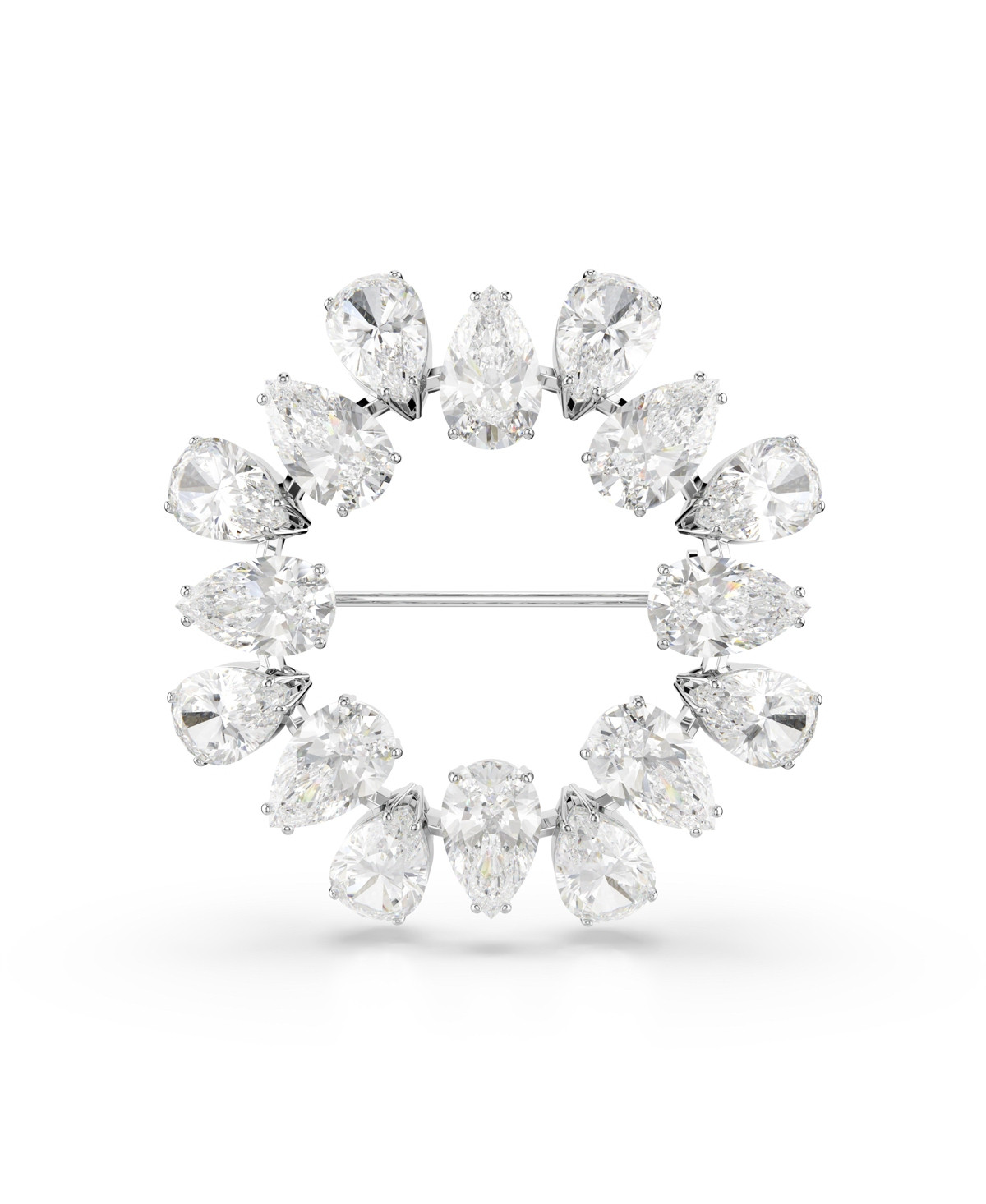 Swarovski Matrix Rhodium Plated Pear Cut White Brooch - White | Macy's