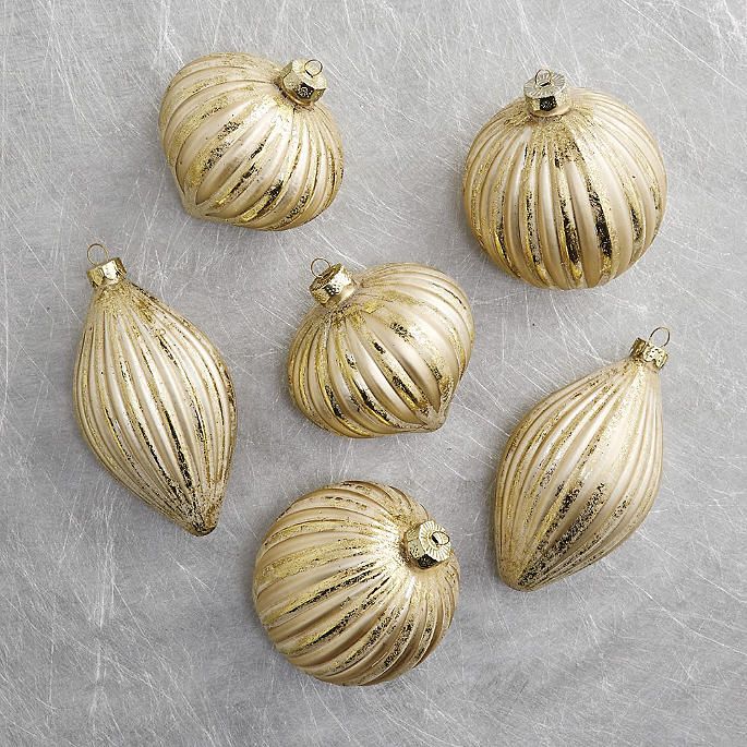 Metallic Pleated Ornaments, Set of Six | Frontgate | Frontgate