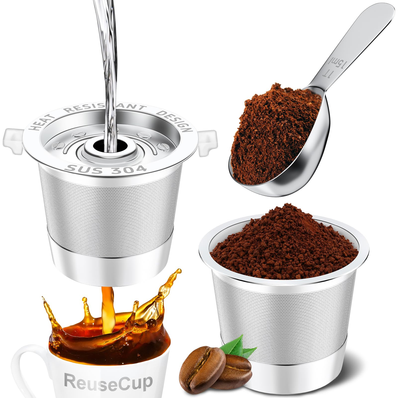 NESSUS 2 Pack Reusable K Cup for Keurig 1.0, Stainless Steel Reusable K Cups for Keurig 1 Prong C... | Amazon (US)