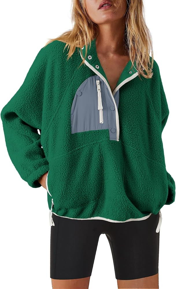 Nirovien Womens Fleece Pullover Long Sleeve Sherpa Jacket Button Down Fuzzy Sweatshirt Warm Outwe... | Amazon (US)