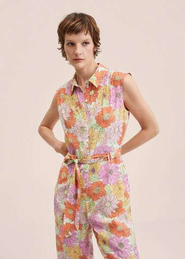 Belt printed jumpsuit | MANGO (US)