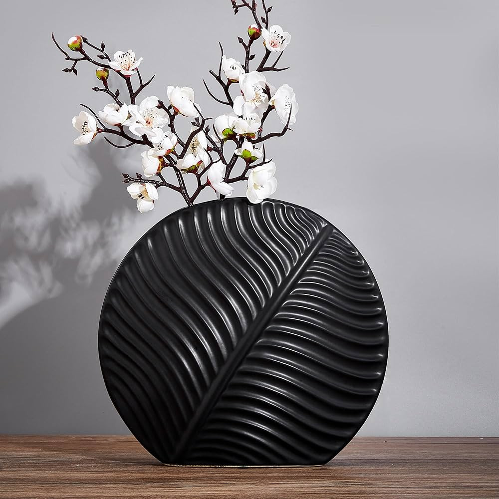 Black Vase for Flowers 9 inch Tall, Black Vase Decor for Entryway, Living Room, Dinning Table, Co... | Amazon (US)