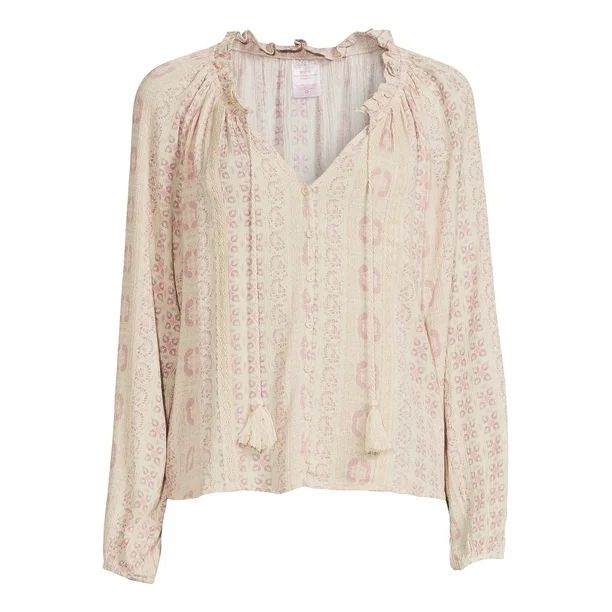 No Boundaries Junior's Print Peasant Top - Walmart.com | Walmart (US)