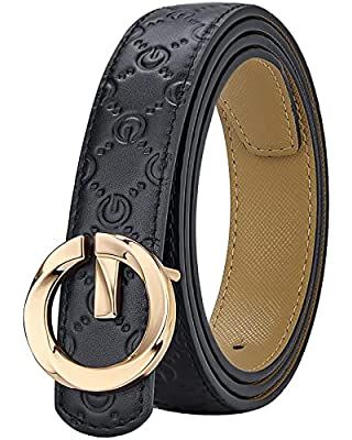 Amazon.com: FOMCORT Women's Classic Buckle Design Cowhide Belt, Women's Fashion Belts for Jeans D... | Amazon (US)