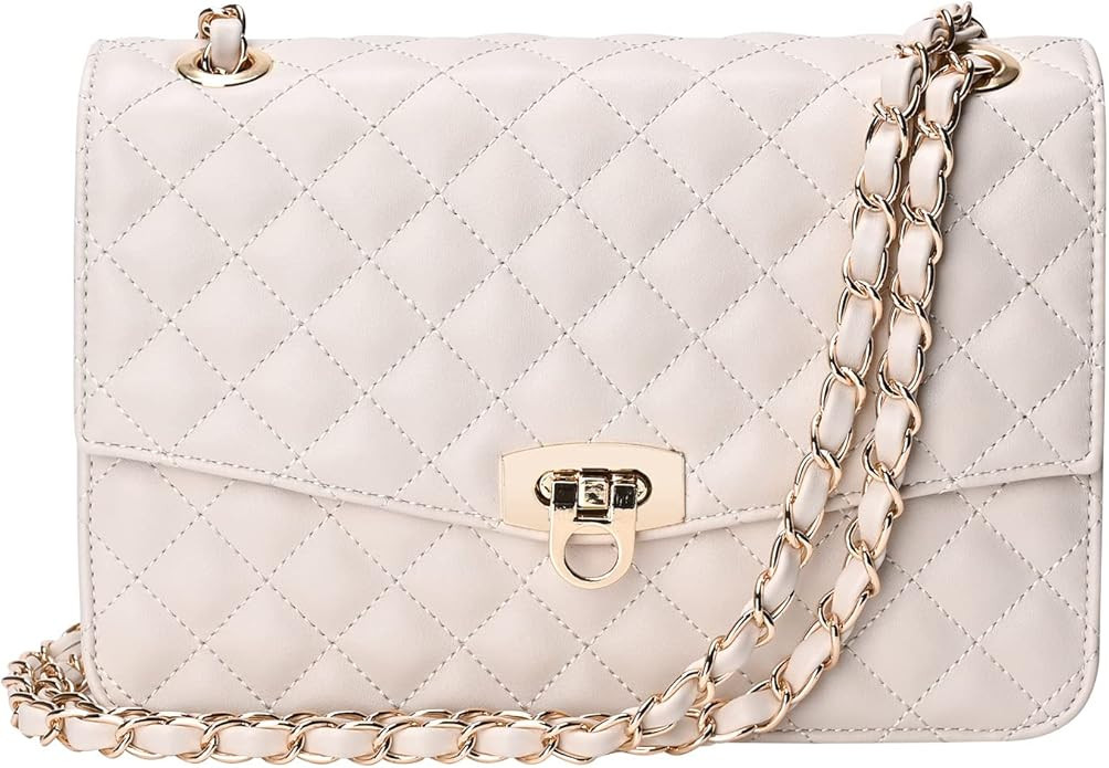 GM LIKKIE Quilted Shoulder Bag for Women, Medium Flap Crossbody Handbag with Chain Strap, Soft Ve... | Amazon (US)