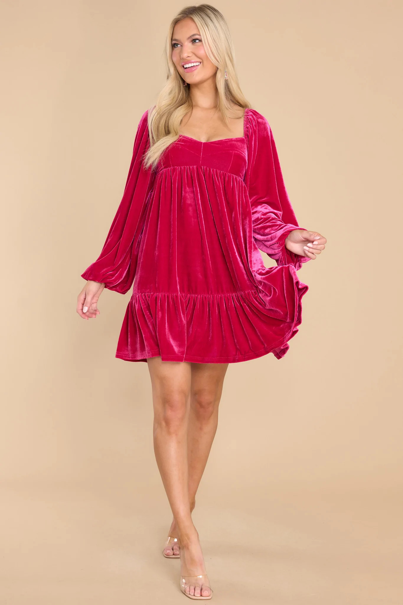 Cater To You Hot Pink Velvet Dress | Red Dress 