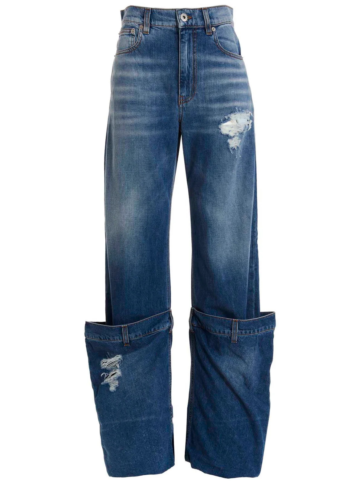 JW Anderson Distressed Logo Patch Bucket Jeans | Cettire Global