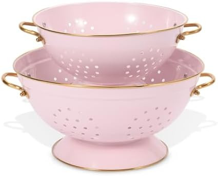 Metal Colander Set of 2, Strainer Basket with Handles 3.5 & 5 Qt Powder Coated Self-draining Soli... | Amazon (US)