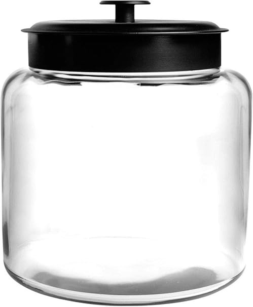 Anchor Hocking 1.5 Gallon Montana Glass Jar with Lid (2 piece, black metal, dishwasher safe) | Amazon (US)