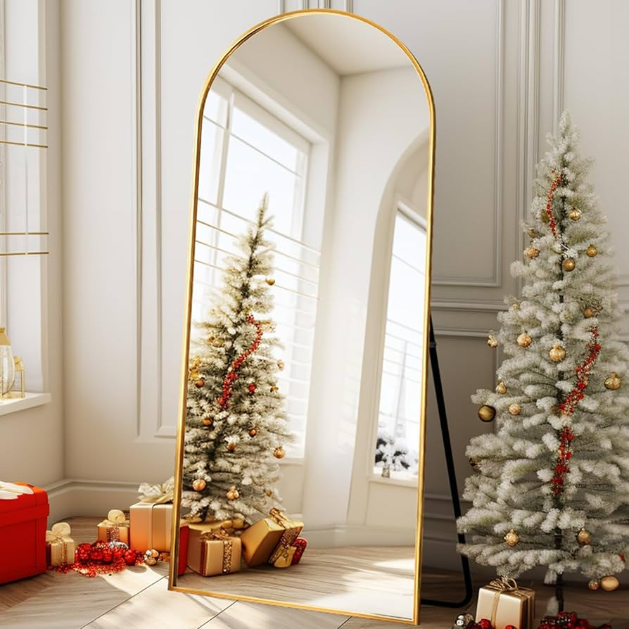 Rowjut Floor Full Length Mirror, Arched Gold Mirror Full Length, 71"x30" Large Freestanding Floor... | Amazon (US)